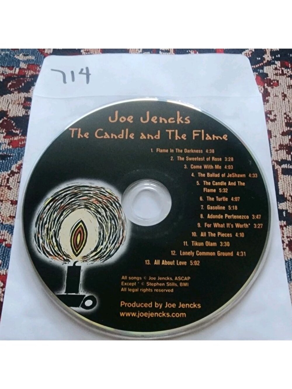 Joe Jencks - The Candle and The Flame CD (2007) Folk - DISK ONLY -